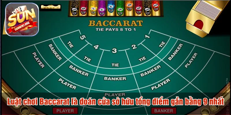 Luật chơi Baccarat là dự đoán cửa sở hữu tổng điểm gần bằng 9 nhất